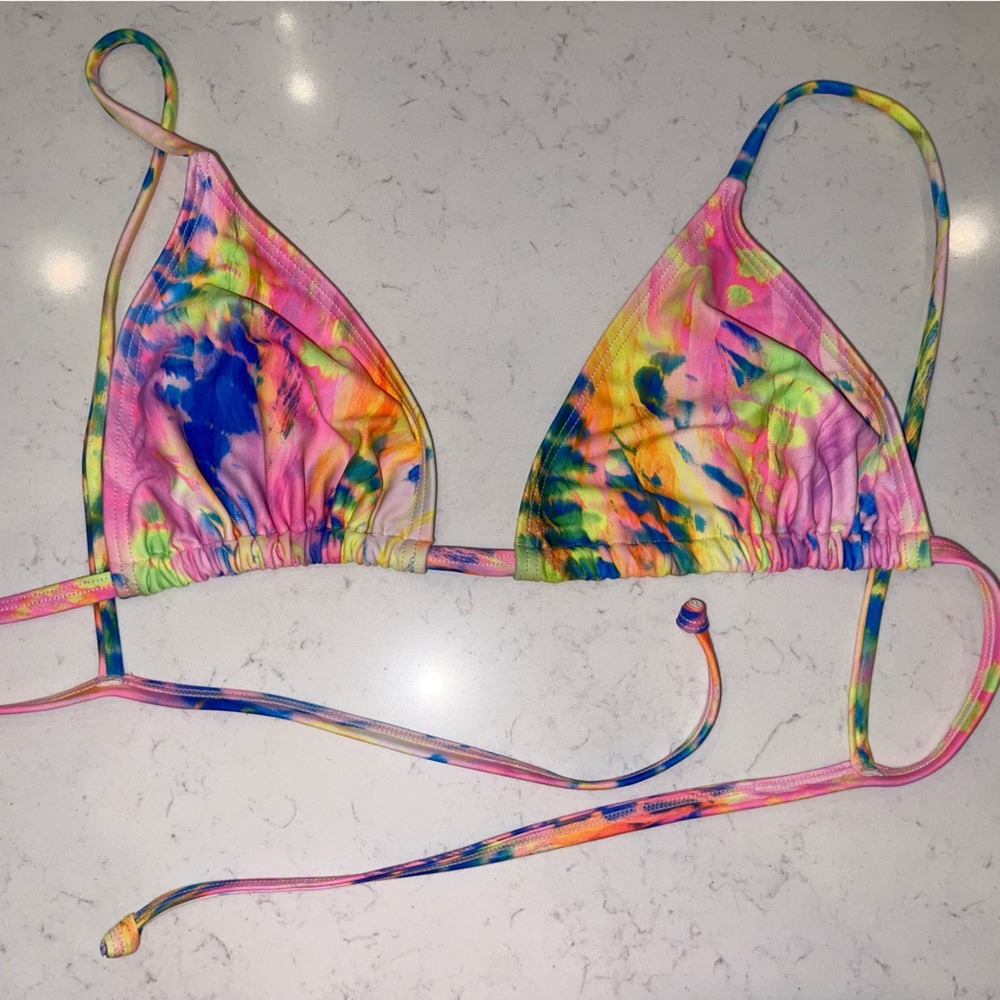 2 BIKINIS!!! Kulani Kinis vibrant neon Tie-Dye Bikinis 2 tops/ 2 bottoms